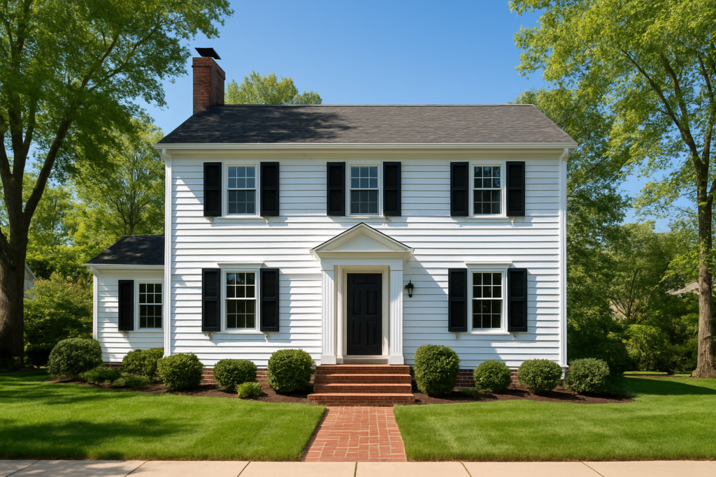 Freshly painted colonial home exterior in Chester, Virginia