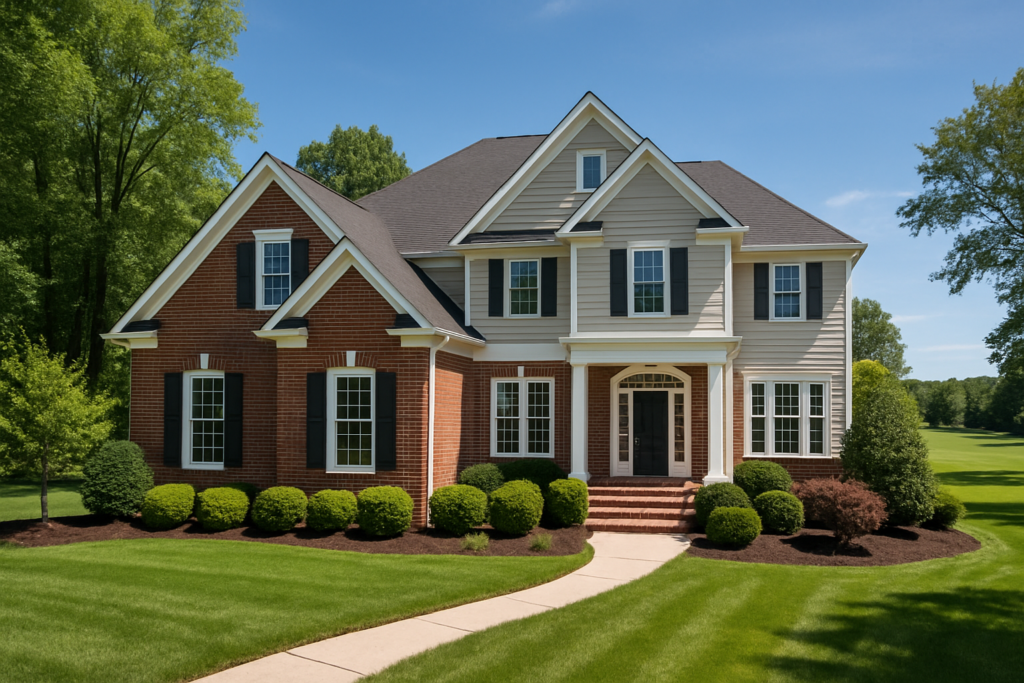 Home with freshly painted trim in the Brickshire golf community, Providence Forge, Virginia