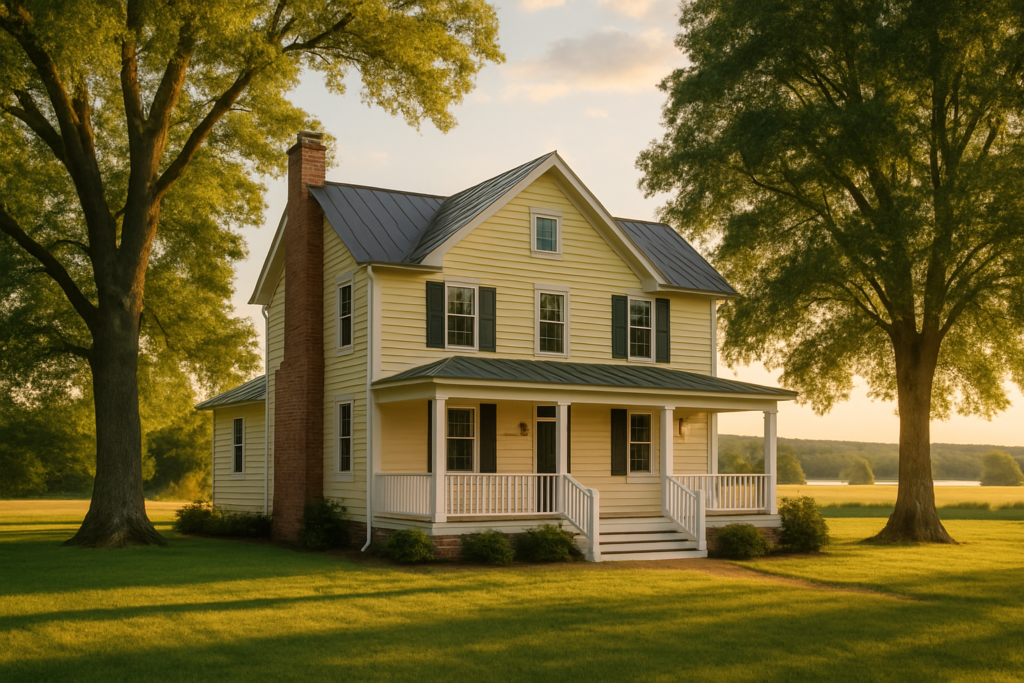 Renovated country home with fresh paint along the Route 5 corridor in Varina, Virginia