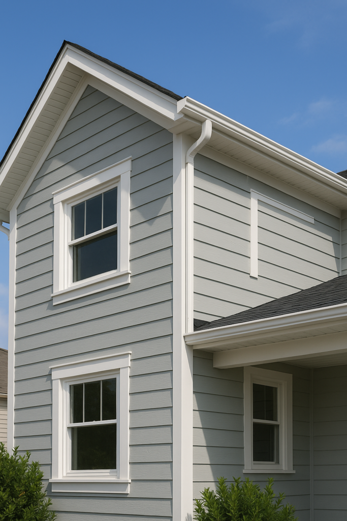 New white PVC fascia and corner trim installed on a house in Richmond, Virginia